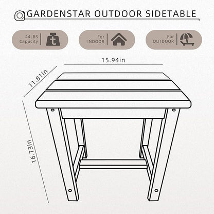 GARDENSTAR Adirondack Square Side Table,one-Tier Outdoor end Table, Patio Side Table for Pool,Porch,Backyard,Relaxing Companion