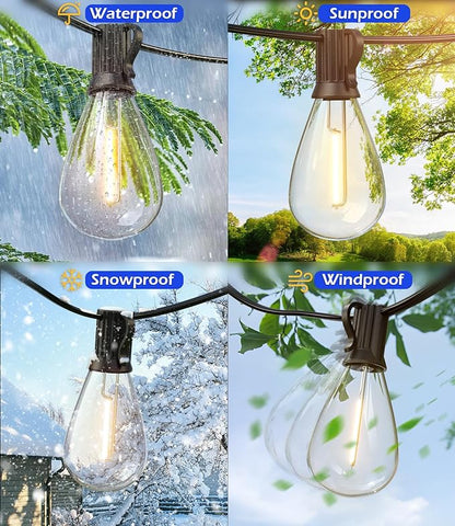 luckystyle 120FT LED Outdoor String Lights with 30+2 Edison Shatterproof Waterproof Bulbs, 2700K Commercial Grade Patio Lights, Heavy Duty Outside Hanging Outdoor Lights for Garden Porch Deck Decor