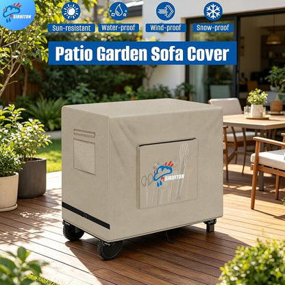 SIRUITON Outdoor Bar Cart Cover for 52 Inch BBQ Food Prep Table, Heavy Duty 600D Oxford Fabric Outdoor Dining Cart/BBQ/Worktable Metal Movable Table Waterproof Cover