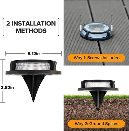 LUTEC 2 Pack Solar Deck Lights Driveway Dock 12 LEDs Light Solar Powered Outdoor Waterproof Road Markers for Step Sidewalk Stair Garden Ground Pathway Yard (Blue)