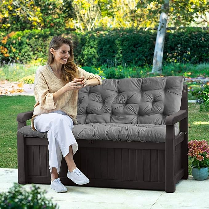 Swing Replacement Seat Cushions, 2-3 Seater Bench Cushions for Outdoor Furnitur with Backrest, Garden Recliner Seat Cushions Waterproof Sofa Pads (Light Gray, 71x40in)