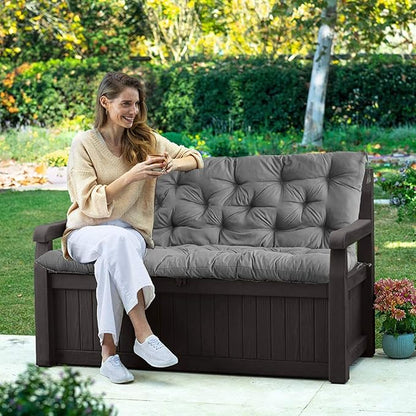 Swing Replacement Seat Cushions, 2-3 Seater Bench Cushions for Outdoor Furnitur with Backrest, Garden Recliner Seat Cushions Waterproof Sofa Pads (Light Gray, 71x40in)