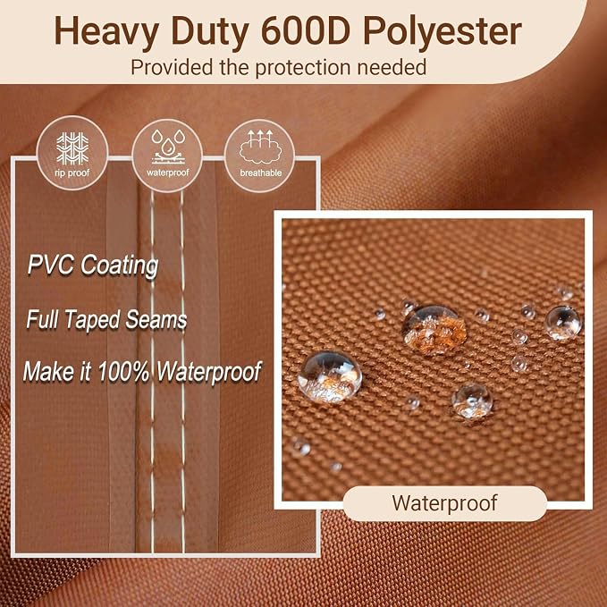 NettyPro BBQ Grill Cover 52 inch Heavy Duty Waterproof Outdoor 2-3 Burners Gas Grill Cover for Outside Weber, Char-Broil, Brinkmann, Nexgrill Barbecue, Brown