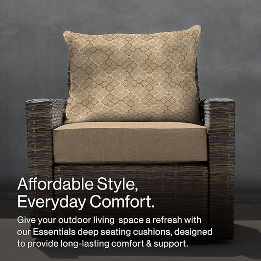 Honeycomb Outdoor Essentials Deep Seat, 24 x 24, Courtyard Geo Almond Chair Cushion for Patio Furniture