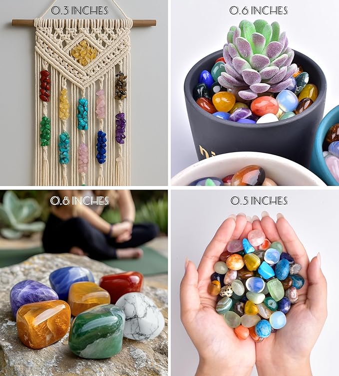 36 Varieties Healing Crystal Chips & Stones Set – 2.5 lbs, 0.3" Natural Polished & Tumbled Gemstones Collection and Small Decorative Rocks for Chakra, Meditation, Reiki, Witchcraft, Crafts