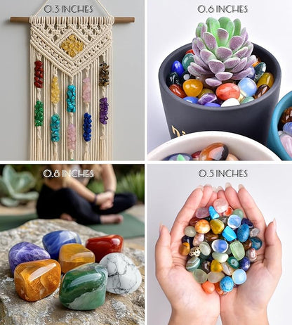 36 Varieties Healing Crystal Chips & Stones Set – 2.5 lbs, 0.3" Natural Polished & Tumbled Gemstones Collection and Small Decorative Rocks for Chakra, Meditation, Reiki, Witchcraft, Crafts