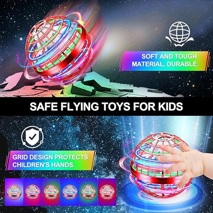 Vantexi Flying Orb Ball Toy,2026 Upgrade Parachute LED,Magic Hand Controlled Mini Gravity Ball,Cosmic Globe Boomerang,Cool Thanksgiving Birthday Gift for 6 7 8 9 10+ Year Old Girls-Bright Red