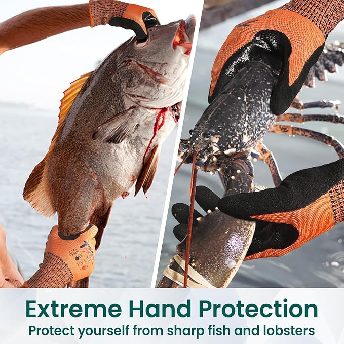 2 Pairs Highest Level Cut Resistant Gloves, ANSI A9 Cut Proof Work for Men & Women, Heavy Duty Touch-Screen Compatible, Durable for Fishing, XL