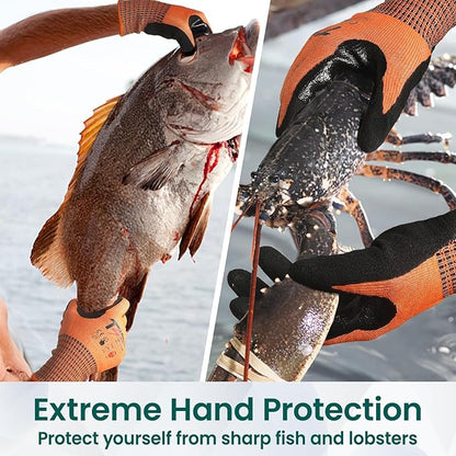 2 Pairs Highest Level Cut Resistant Gloves, ANSI A9 Cut Proof Work for Men & Women, Heavy Duty Touch-Screen Compatible, Durable for Fishing, XL