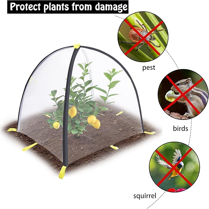PURPLE STAR 1N 22 x 22 x 23 Inch Insect Barrier Plant Tent Cover-Bug Guard Cover with Stakes-Insect Bird Barrier Netting Mesh for Protect Vegetable Plants Fruits Flowers from Birds Animal Eating(S)