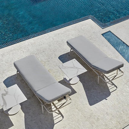 Sundale Outdoor Olefin Chaise Lounge Cushion, Water-Resistant Patio Lounge Chair Cushion, Thick Lounger Pad with 4 Straps Light Gray, 80 x 26 x 4 Inches