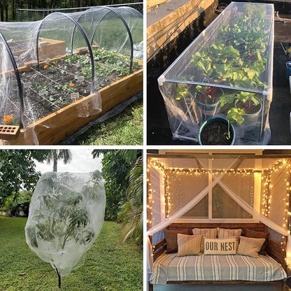 Rohuis Garden Netting Pest Barrier, 10 ft x 50 ft Ultra Fine Mesh Mosquito Cicada Bird Bug Net for Raised Garden Bed Greenhouse, Plant Row Cover for Protect Vegetables Fruits Flowers Trees from Insect