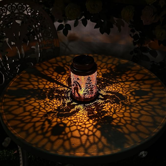 Cooo 6 Pack Solar Lanterns Outdoor Waterproof Wild Man Rose Gold Solar Pathway Lights Landscape Path Lights Christmas Lights Gifts for Women Mom Grandma for Garden Yard Patio Backyard Porch Decor