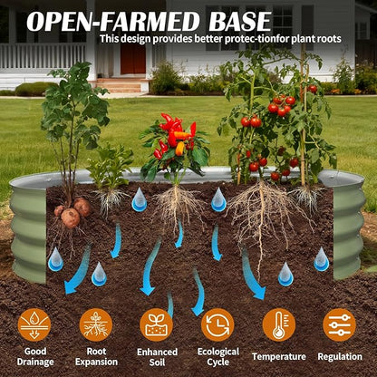 Galvanized Raised Garden Bed Kit, Planter Garden Boxes Outdoor, Oval Large Metal for Vegetables Fruits, Flowers Planter Boxes, Easy Assembly Garden Bed Kit (Silver, 6×3×1FT (2-Pack)