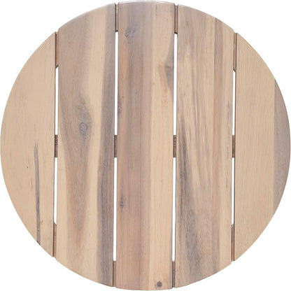 Christopher Knight Home Jara Outdoor Round Side Table, Slat Panel Small Coffee Table, Acacia Wood Side Desk for Backyard Balcony Garden, Weather Resistant Patio End Table, Light White