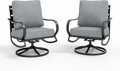 Sophia & William 2 Pieces Patio Furniture Sets Metal Sofa Chairs Patio Cushion Armchairs Swivel Sofa Chairs with Removable Cover for Garden Backyard Poolside Grey