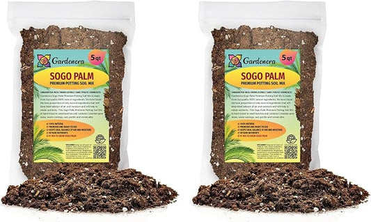 Gardenera SOGO Palm Plant Potting Soil - All-Natural Blend for Thriving SOGO Palm Plants - Boosts Root Health and Distinctive Form - 10 Quart