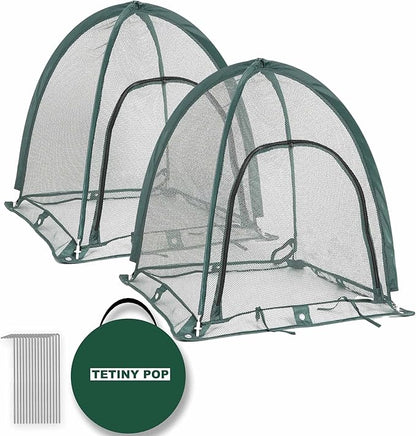 2pcs Quick Set up Pop up Garden Netting 28”x28”x32”Portable Plant Cover Net ,Locusts,Birds,Small Animal Garden Fruit and Flower Cages Portable Carry Bag with 16 Stakes