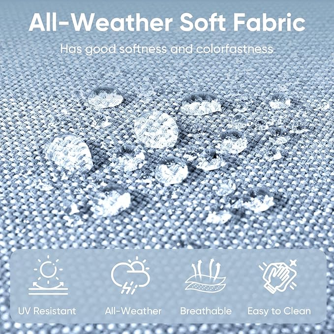 7-Piece Outdoor Patio Cushion Set - Fade & Water Resistant with Removable Olefin Cover, 22x24x4 Inch Memory Foam Cushions for Wicker Sectional Sofa – Baby Blue/Buckle
