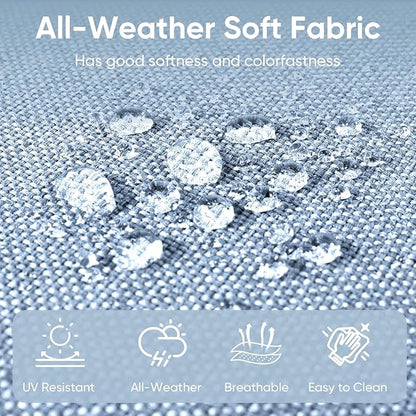 7-Piece Outdoor Patio Cushion Set - Fade & Water Resistant with Removable Olefin Cover, 22x24x4 Inch Memory Foam Cushions for Wicker Sectional Sofa – Baby Blue/Buckle