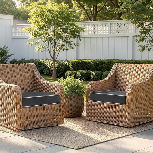 MIULEE Grey Outdoor Chair Cushions Set of 2, 18.5x16x3 Inch Waterproof Patio Seat Cushions for Outdoor Furniture Couch Sofa, 3 Year Color Fastness High Density Foam with Adjustable Ties