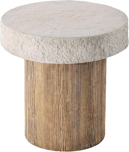 SUNBURY Outdoor Concrete Coffee Table, 20" W Patio Dining Table, Outdoor Table Round in Antique Beige Coffee Table for Patio, Garden, Backyard