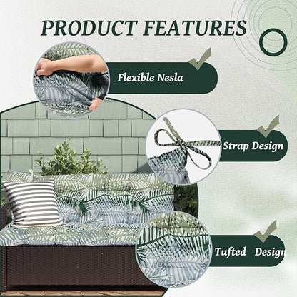 2/3 Seater Swing Replacement Cushion, Waterproof Porch Swing Cushions with Backrest, Thickened Bench Cushions for Outdoor Furniture, for Outdoor Patio Swing (Hawaii, 40 * 40 in)