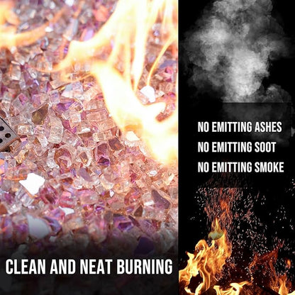 Skyflame 10-Pound Fire Glass for Fireplace Fire Pit and Landscaping, 1/4-Inch Rose Gold Reflective