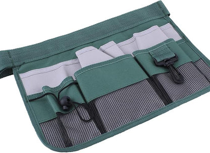 Gardening Tool Waist Bag Belt Heavy Duty Oxford Tool Apron with 7 Pockets of Different Sizes and Depth (Green)