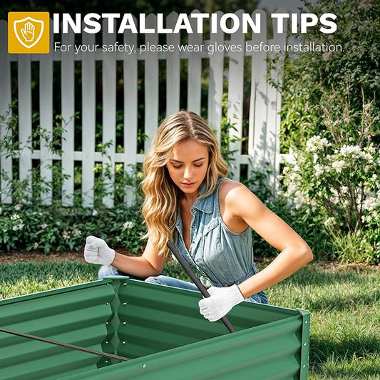 DWVO 2pcs 6 x 3 x1.5 FT Raised Garden Bed Kit, Outdoor Galvanized Flower Bed with Gloves, Large Metal Planter Box for Vegetables, Flowers, Herbs, Fruits, Green