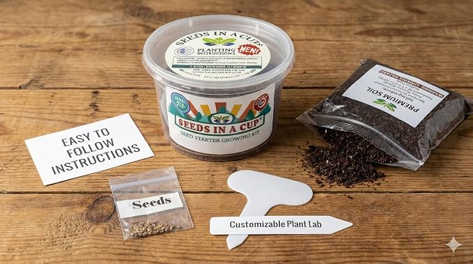 Coffee Arabica Tree Seed Starter Grow Kit (Real Houseplant) - Premium Nutrient-Rich Soil (No Discs) & Recyclable Planters - USA-Made Indoor Gardening Gift for Coffee Lovers & Baristas
