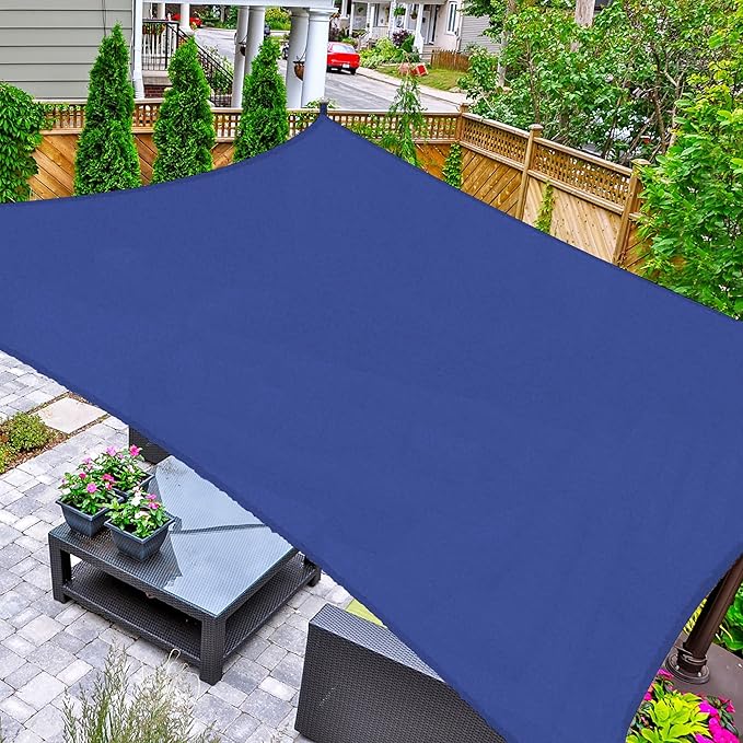 AsterOutdoor Sun Shade Sail Rectangle 10' x 13' UV Block Canopy for Patio Backyard Lawn Garden Outdoor Activities, Blue