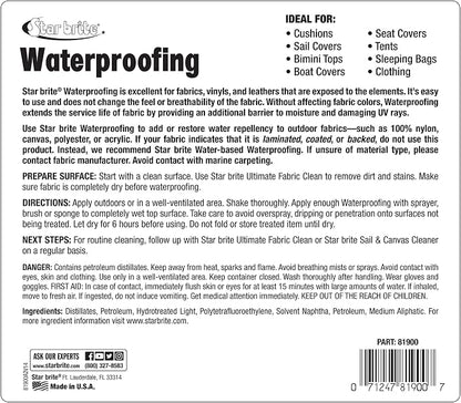 STAR BRITE 081900X Fabric Waterproofer with Stain Repellent and UV Protection - 1 Gallon