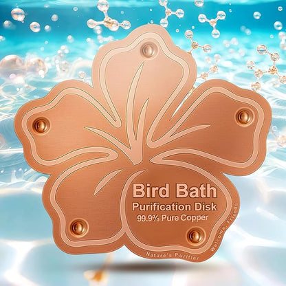 Bird Bath Purification Disk Pure Copper Outside Winter Solar Power Birdbath Water Backyard Winter Solar Power Hummingbird Cleaner Pedestal Fountain Bowl Metal Warmer Railing Accessories Gift