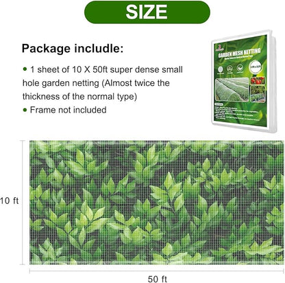 Garden Netting, Jevrench Durable Ultra Fine Garden Netting, Garden Plant Cover Row Cover Makes Plants, Vegetables, Fruits, and Flowers Grow Better (10ft x 50ft)