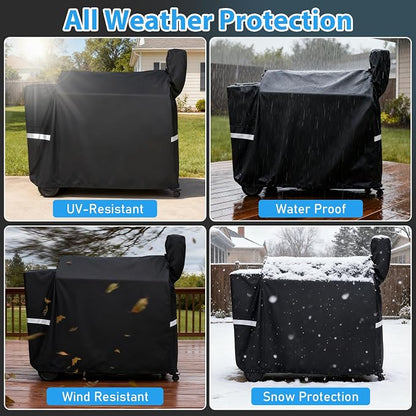 Utheer Grill Cover for Traeger 34 Series, 600D Waterproof Pellet Smoker Cover with Drawstring, Fits Pro 34 & Pro 780, BAC380 Cover All Weather Protection