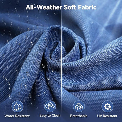 Luxury 6" Outdoor Cushions for Patio Furniture, 24x24x6" Thick Seat Cushion Set of 6, Fade Resistant Couch Chair Replacement Cushions High Density Deep Wicker Chair Cushion w/ Removable Cover, Blue