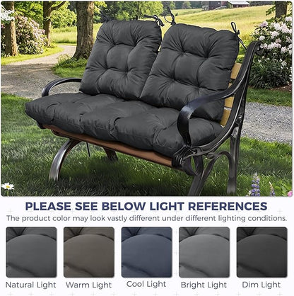 Wicker Chair Cushions of 3 Pieces, Waterproof Cushions for Patio Furniture, Tufted Wicker Outdoor Furniture Cushions, 1 Patio Loveseat Cushion and 2 U-Shaped Cushions, 44"x19"x5", Dark Grey