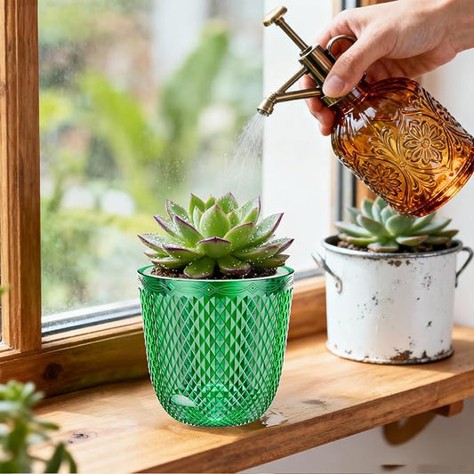QCQHDU 2 Pack Self Watering Pots, 5.7 Inch Flower Pots with Drainage Holes and Water Filling Port, Plastic Garden Planter for Indoor Outdoor Plants (Emerald)