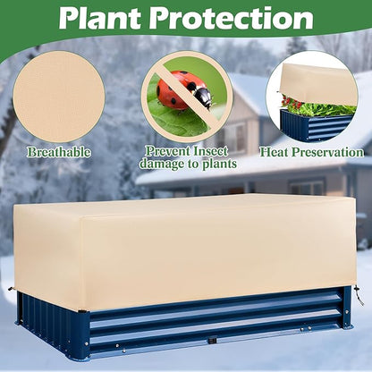 Plant Covers Freeze Protection 2 Pack with Elastic Drawstring, 3.54 oz/yd² Winter Cold Weather Frost Blanket Planter Box Cover for Raised Bed Outdoor Flowers Potted, 59 x 19.6 x 21.6 INCH