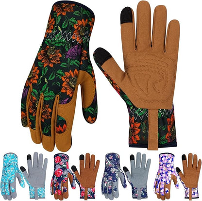 Leather Gardening Gloves for Women Thorn Proof Garden Gloves Touch Screen Working Gloves Gifts,M
