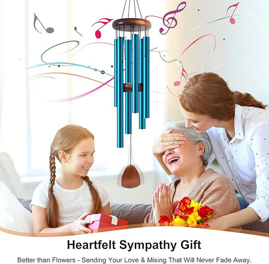 Large Aluminium Wind Chimes 37 Inches to Create a Zen Atmosphere Suitable for Outdoor, Garden, Patio Decoration. Classic Wind Chimes with Wind Catcher Suitable as A Gift for Unisex(Blue)