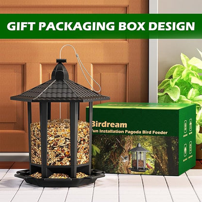 Birdream 2 Pack Bird Feeders for Outdoor Hanging, Retro Pagoda Design Fun Installation Bird Feeder, Attracting Wild Birds Chickadees Goldfinches Cardinals Finches and Sparrows