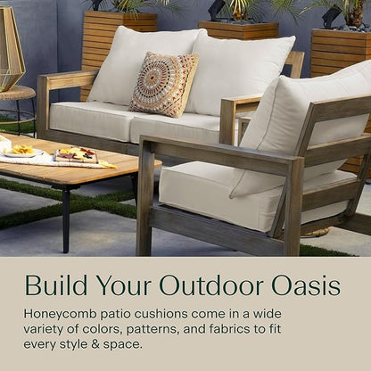 Honeycomb Outdoor Heritage Deep Seat, 24 x 23, Stripe Stone Beige Chair Cushion for Patio Furniture