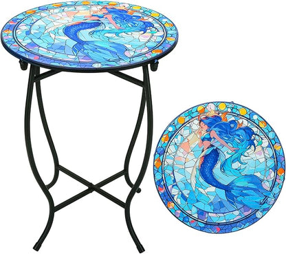 Patio Side Table, Weather Resistant Metal Side Table, Side Table for Patio Yard Porch Balcony Garden Bedside Plant Stand Indoor Outdoor, Small Round Outdoor End Table