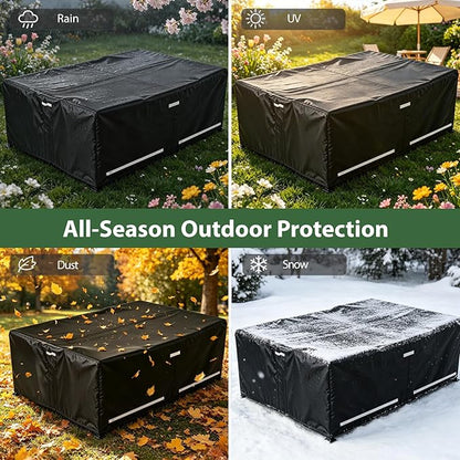 Rectangular Outdoor Furniture Covers Waterproof, Heavy Duty Patio Furniture Covers, 100% Waterproof Outdoor Couch Covers, Lawn Patio Sofa Cover with Air Vent and Handle, 124" L X 63" W X 28" H