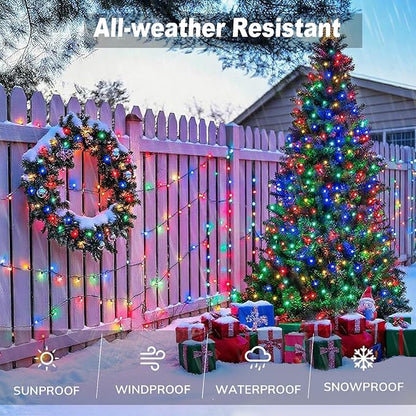 Upgraded 6 Pack 240FT 600 LED Solar Christmas Lights Outdoor Solar String Lights with 8 Lighting Modes Waterproof Solar Fairy Lights for Garden Yard Patio Christmas Tree Decoration (Multicolor)