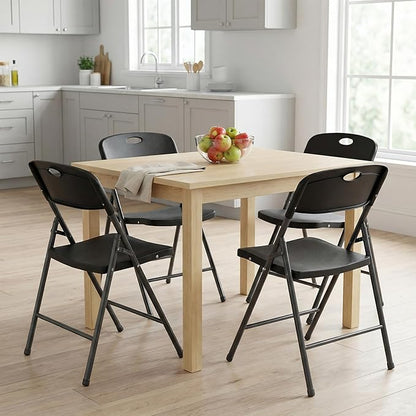 DUMOS 2 Pack Folding Chairs Heavy Duty - Plastic Stackable Portable Dining Chairs Set, Wedding, Party, Patio, Garden, for Indoor Outdoor, for Home and Office, Conference, Black