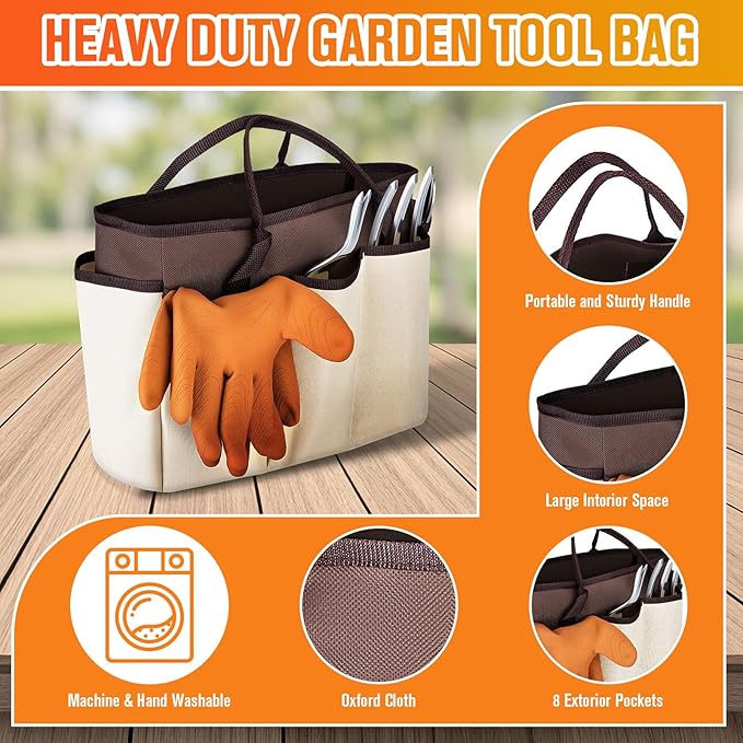 Garden Tool Set - 10 PCS Heavy Duty Stainless Steel Gardening Tools Set with Storage Bag, Gardening Kit Ideal Gardening Gifts for Women & Men, Indoor/Outdoor Use for Digging, Planting, Pruning