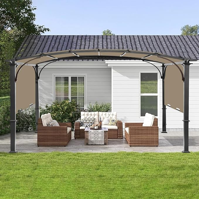 Pergola Canopy Replacement Cover for Lowe's Allen + Roth 10x10 Ft Freestanding Pergola, 200" x 103" Shade Cover, Compatible with Model #L-PG152PST-B,Cover Only (Khaki)